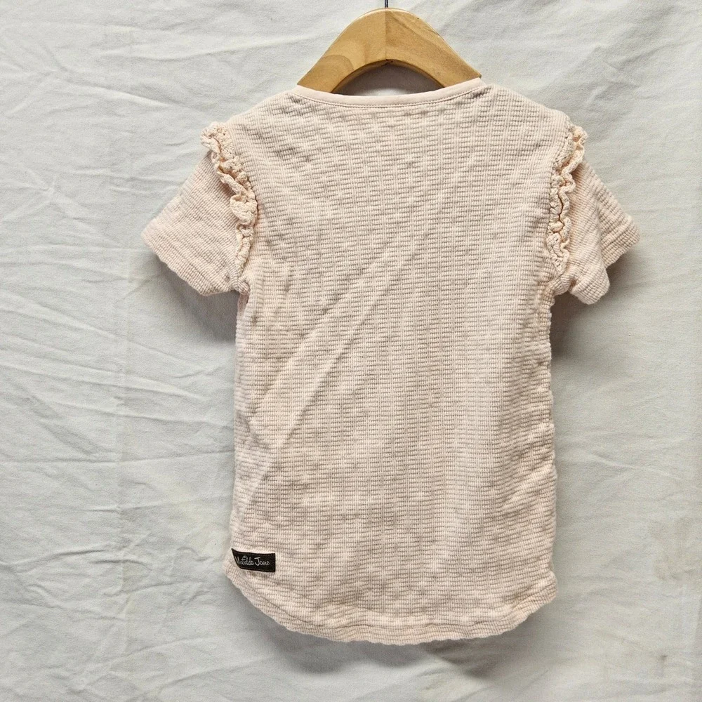 Matilda Jane Top and Leggings Set‎ Kids Size 6 Pink Floral Waffle Knit Ruffles